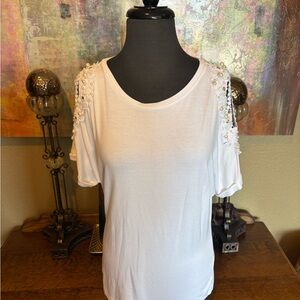 Venus White Embellished Women's Top (M)